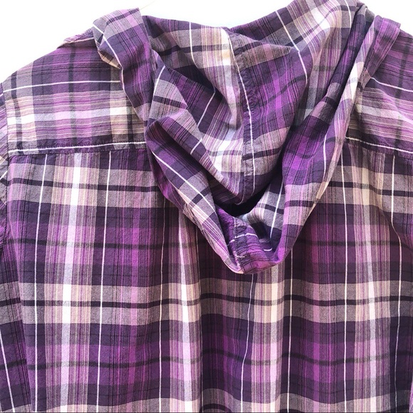 Lane Bryant 22/24W Plaid Hooded Blouse Button up - Picture 5 of 8